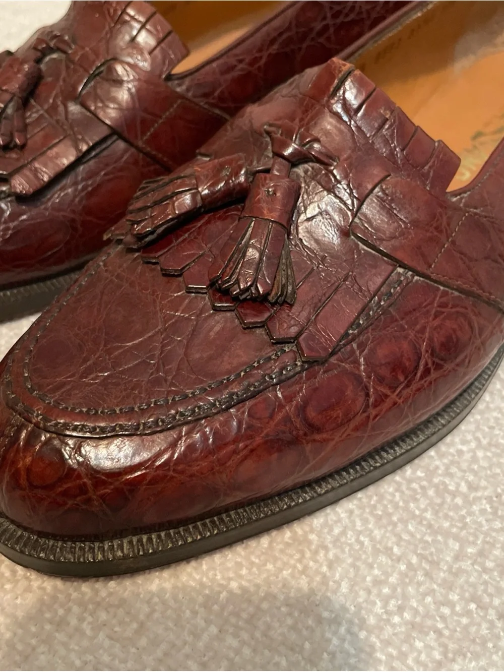 Salvatore Ferragamo Men's Genuine Crocodile Leather Loafers Brown Size 11.5 D